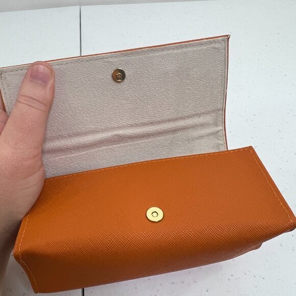 Tory Burch Large Orange Magnetic Sunglasses Eyeglasses‎ Case Big Textured - Picture 9 of 10